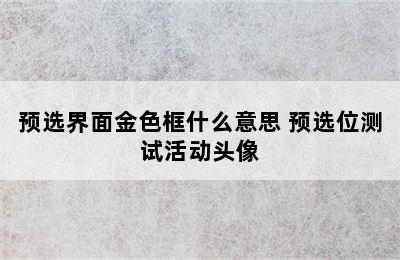 预选界面金色框什么意思 预选位测试活动头像